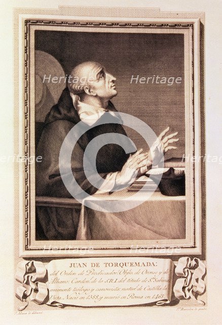 Juan de Torquemada (1388-1468), Grand Inquisitor,engraving of the collection 'Illustrious Men'.