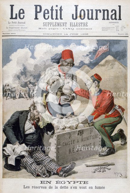 'In Egypt: The Reserves of the Debt Going up in Smoke', 1896. Artist: Henri Meyer