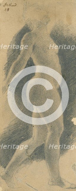 Standing female nude viewed from the right, (c1800?). Creator: Thomas Stothard.