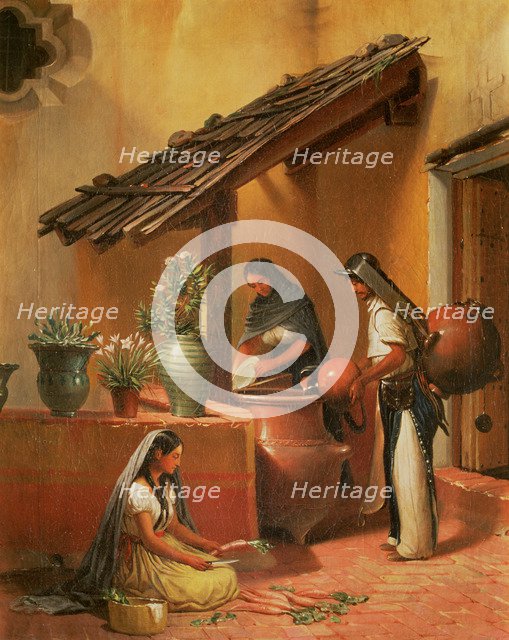 The Water carrier or Tortugo', Oil by Edouard Pingret.