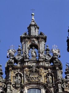 Detail of the façade of the Obradoiro in the Cathedral of Santiago de Compostela, by Fernando Cas…