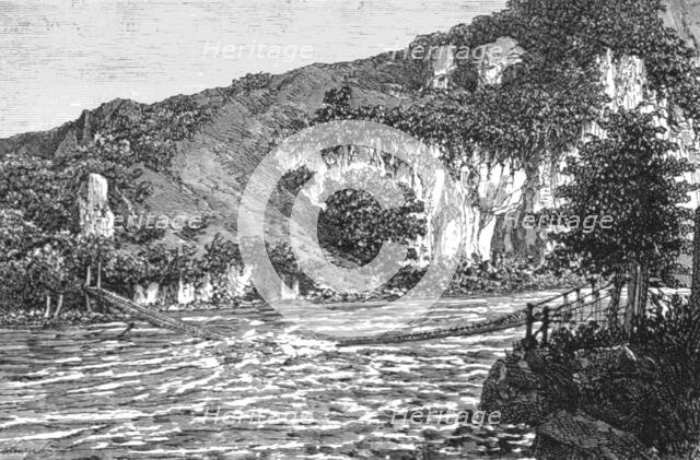 'Bridge in Ghurwal; Black Bear Shooting in the Himalayas', 1875. Creator: Unknown.