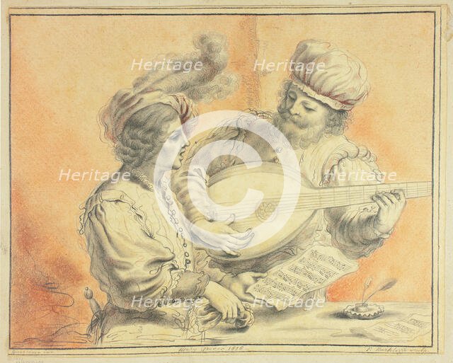 Singer and Lute Player, 1818. Creator: Mary Trevor.