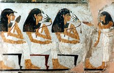Women with Flowers and Lotus, 18th Dynasty. Artist: Unknown