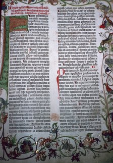 A page from the Gutenberg Bible, 15th century. Artist: Johannes Gutenberg