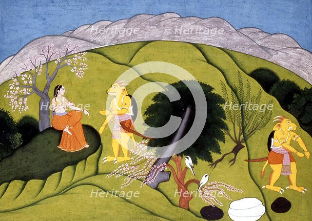 Devi with Shumbha's Messenger, 1775-1800. Creator: Unknown.