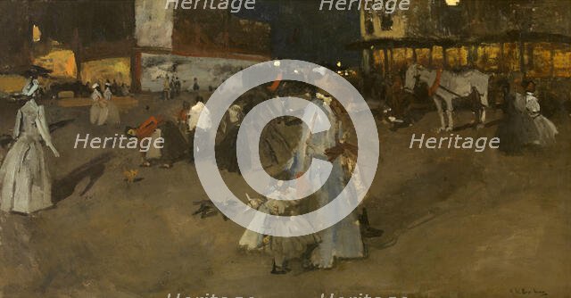 Evening on Dam Square in Amsterdam, 1890. Creator: George Hendrik Breitner.