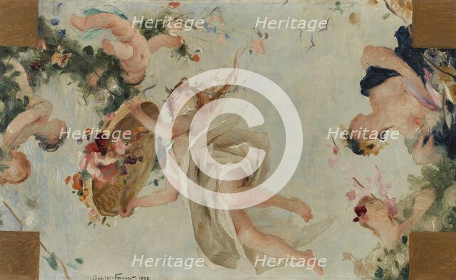 Sketch for the reception Hall of the Hotel de Ville in Paris: Flowers, 1892. Creator: Gabriel Ferrier.