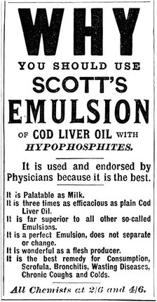 Magazine advertisement for Scott's Emulsion of Cod Liver Oil, 1890. Artist: Unknown