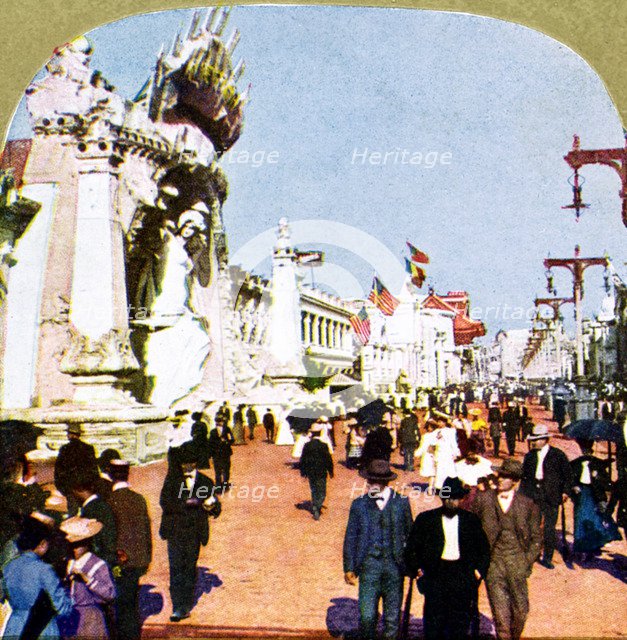General view of the Pike at the World Fair, St Louis, Missouri, USA, 1904. Artist: Unknown