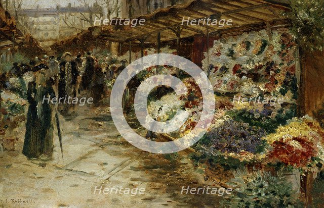 'Flower Market', 1882.  Artist: Jean Francois Raffaelli