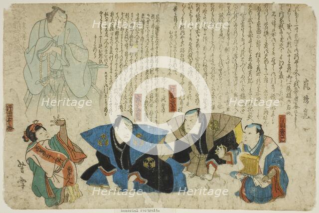 Actors Attending Memorial for Arashi Rikan III, Japan, 1863. Creator: Mori Yoshiyuki.