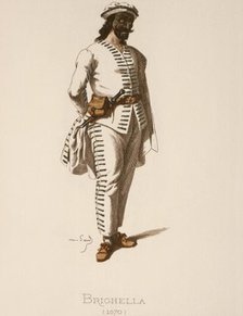 Commedia dell´arte. The servant Brighella, costume image of Maurice Sand, 1862.
 Creator: Unknown.