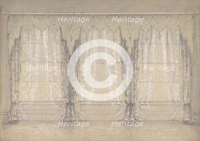 Design for a Wall with Three Windows, 1841-84. Creator: Charles Hindley & Sons.