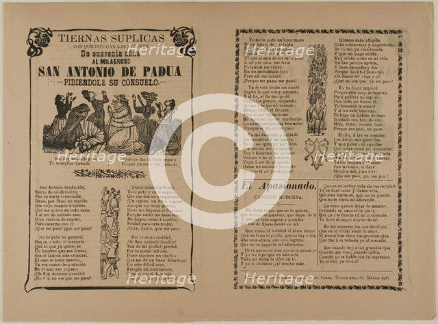 Heartfelt Pleas Invoked by the Youth of 40 Years to the Miraculous St. Anthony of Padua..., 1911. Creator: José Guadalupe Posada.