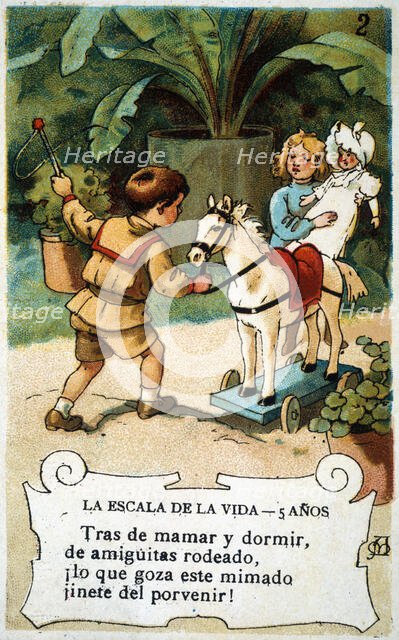 Picture card 'The scale of life'. Number 2, 1902, for the company 'Chocolates Amatller'. Creator: Mestres, Apeles. (1854-1936).