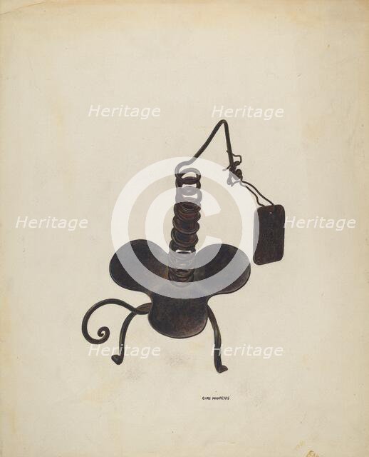 Spiral Iron Candle Holder, c. 1941. Creator: Chris Makrenos.