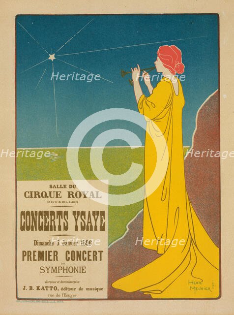 Affiche belge pour les "Concerts Ysaye" donnés à Bruxelles, c1896. Creator: Henri Meunier.