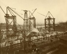 'Cranes at Work on the London County Hall', c1930. Creator: Holland & Hannen.