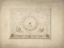 Design for a Ceiling with Lion and Lioness, 19th century. Creator: Anon.