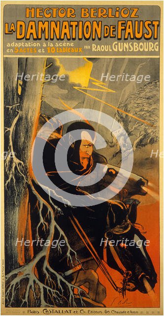 Poster for the Opera "La damnation de Faust" by Hector Berlioz, c. 1910. Creator: Dola (Edmond Vernier), Georges (1872-1950).