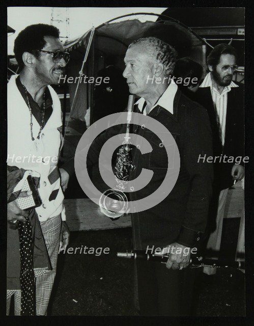 Philly Joe Jones and Earle Warren chatting at the Newport Jazz Festival, Middlesbrough, 1978. Artist: Denis Williams