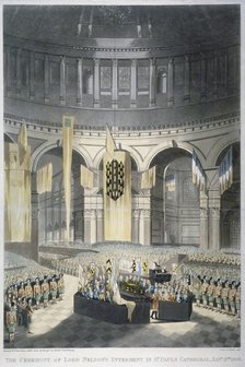 The ceremony of Lord Nelson's burial at St Paul's Cathedral, City of London, 1806. Artist: JR Hamble