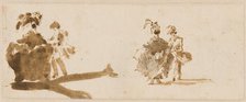 Two Elegant Couples [verso], c. 1780. Creator: Francesco Guardi.