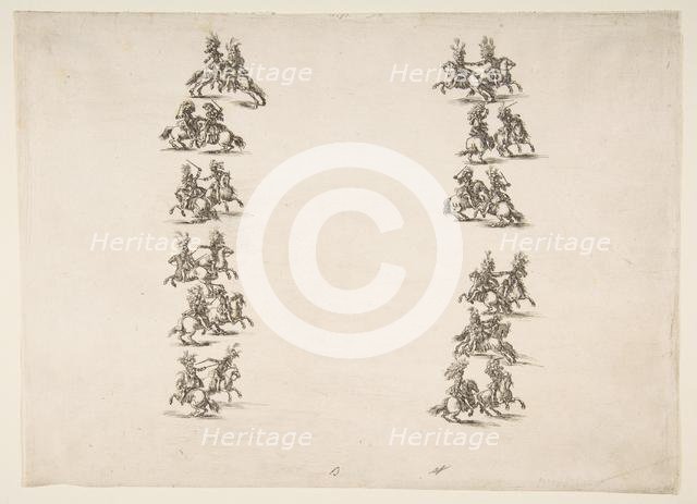 Twenty-four Cavaliers Fighting in Two Columns, 1652. Creator: Stefano della Bella.