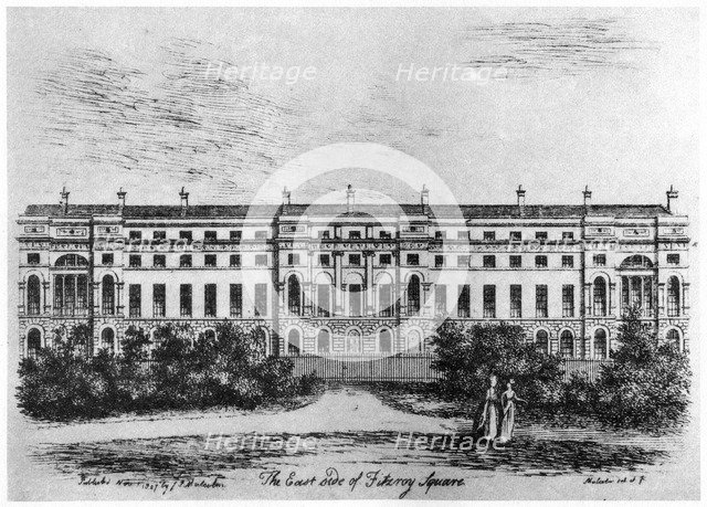 The east side of Fitzroy Square, London, 1807 (1907). Artist: Unknown