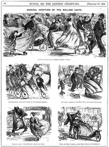 General Adoption of the Rolling Skate, 1866.  Creator: George du Maurier.