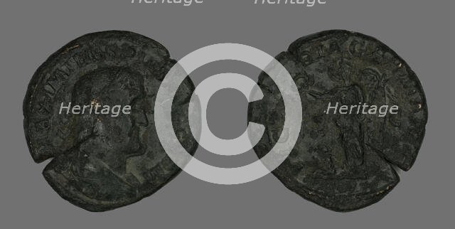 Sestertius (Coin) Portraying Emperor Maximinus, 235-238. Creator: Unknown.