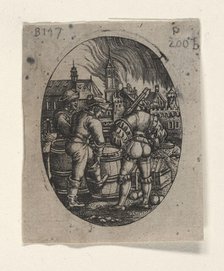 The sentinel at the powder kegs. Creator: Beham, Hans Sebald (1500-1550).