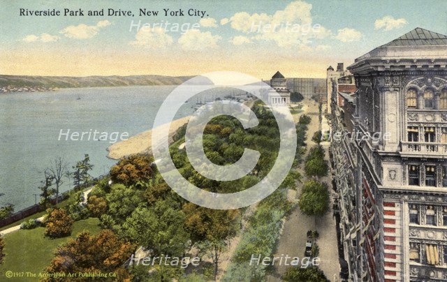 Riverside Park and Drive, New York City, New York, USA, 1916. Artist: Unknown