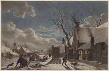 Winter Night in a Dutch Town, 1797. Creator: Jacob Cats (Dutch, 1741-1799).