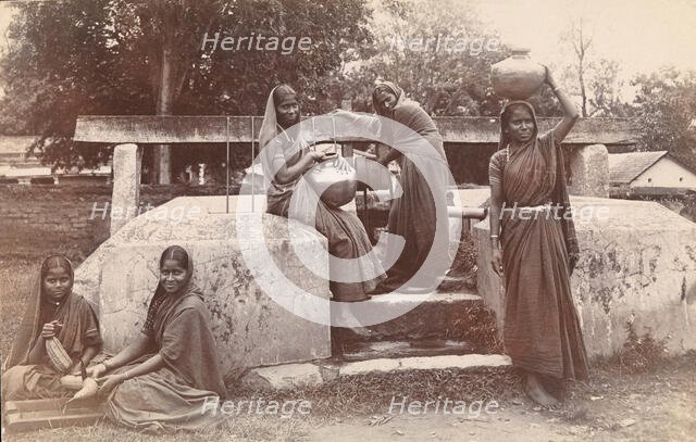 Hassan, Karnataka, India: young women fetching water from a well at an orphanage, [1900?]. Creator: Unknown.
