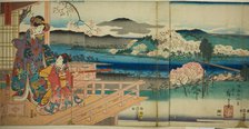 View of Sagano (Sagano fukei), from the series "A Modern Genji Picture Contest (Furyu Genji...,1853. Creator: Utagawa Kunisada.