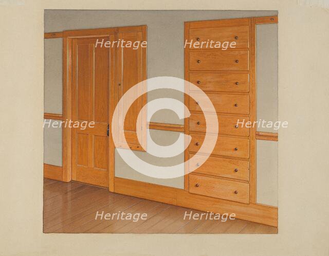 Built-in Drawers and Cupboards, c. 1938. Creator: Alfred H. Smith.