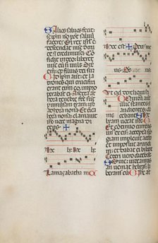 Missale: Fol. 121v: contains music for "Hely Hely Lama etc." within St. Mattion Passion, 1469. Creator: Bartolommeo Caporali (Italian, c. 1420-1503).