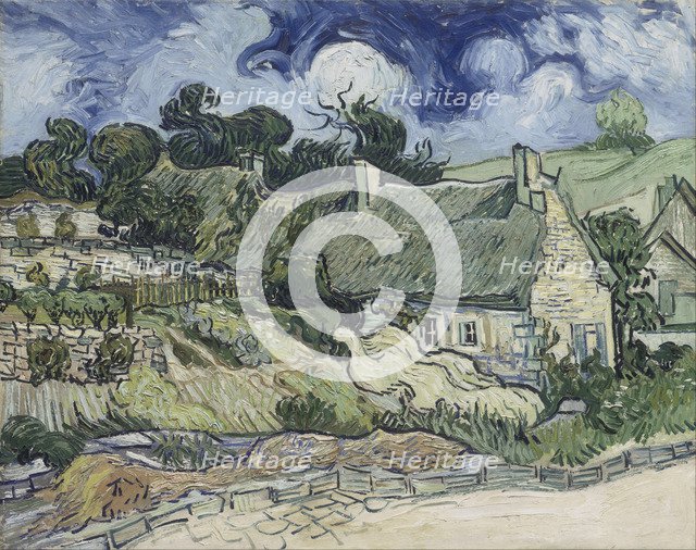 Thatched Cottages at Cordeville, 1890. Artist: Gogh, Vincent, van (1853-1890)