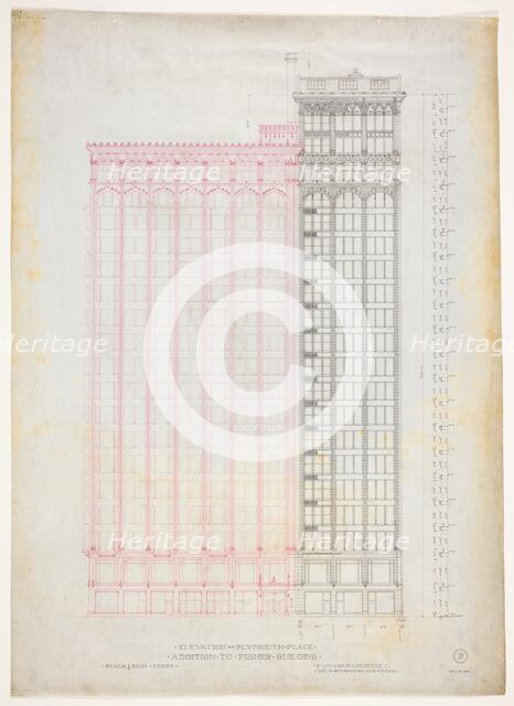 Fisher Building Addition, Chicago, Illinois, Elevation, 1890. Creator: Peter Joseph Weber.