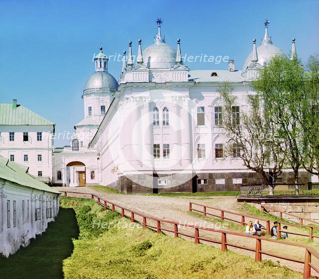 Main building of the St. Nilus Stolobensky Monastery, Lake Seliger, 1910. Creator: Sergey Mikhaylovich Prokudin-Gorsky.