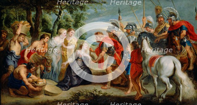 David Meeting Abigail, early 1630s. Creator: Workshop of Peter Paul Rubens.
