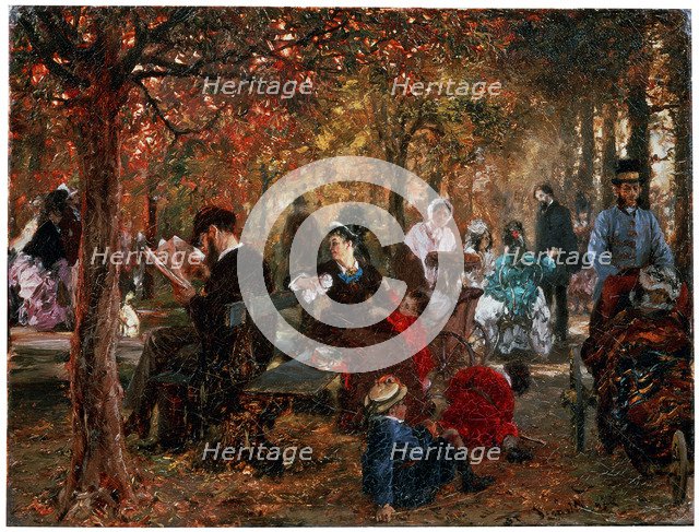 'In the Jardin de Luxembourg (A reminiscence of the Jardin de Luxembourg)', 1876.  Artist: Adolph Menzel
