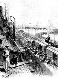 The Spanish-American War: loading the United States Transports at Tampa Bay..., 1898. Creator: Unknown.