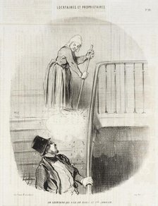 Un locataire qui a eu un oubli le 1er janvier, 1847. Creator: Honore Daumier.