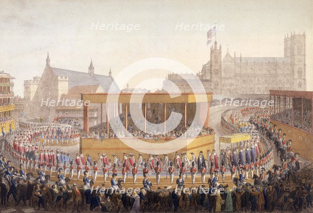 King George IV's coronation procession, Westminster, London,  July 10th 1821. Artist: George Scharf
