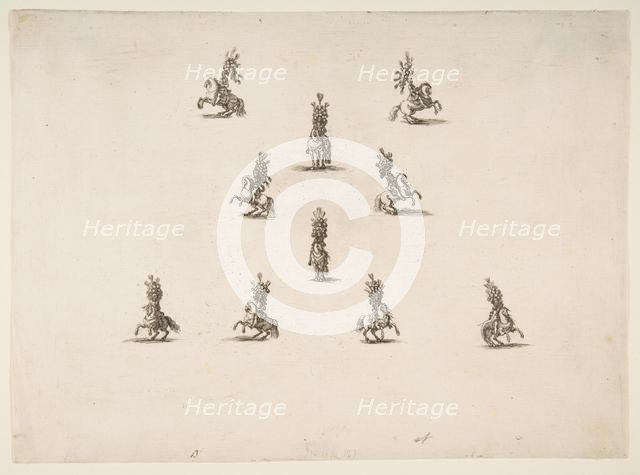 Ten Cavaliers Including Five Forming a V, 1652. Creator: Stefano della Bella.
