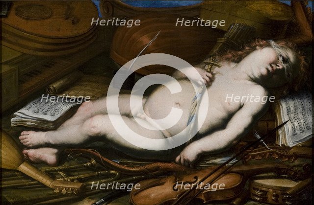 Cupid Among Musical Instruments, Mid of 17th century. Artist: Anonymous  
