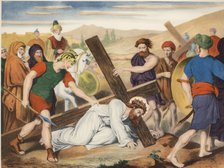 Via Crucis. Seventh station. Jesus falls the second time. Drawing by Pascual. Barsal Editions, Ba…